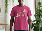 Pink t-shirt with a silhouette of a dog and the word "SHEPHERD".