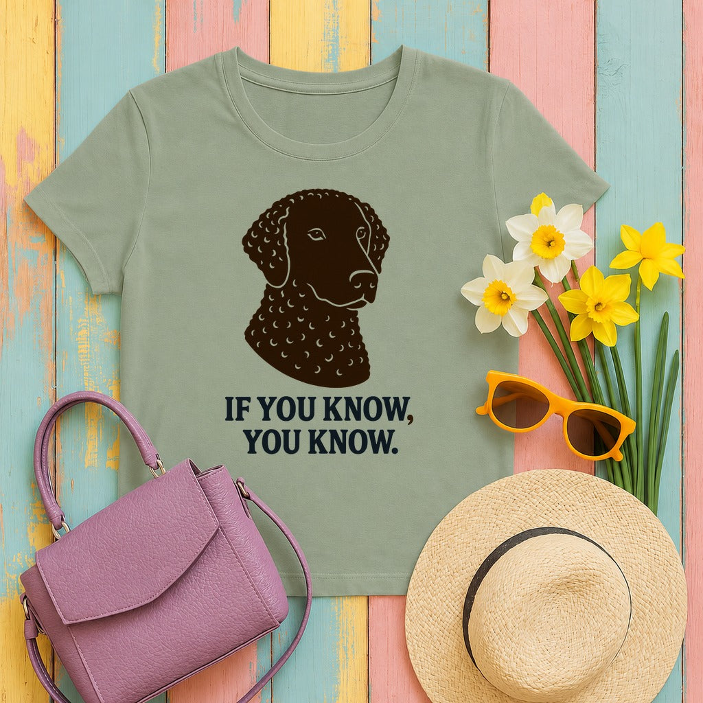 Curly-Coated Retriever If You Know You Know Tee in Sage