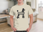 Cream t-shirt with a black poodle silhouette and the word "POODLE" on the chest.