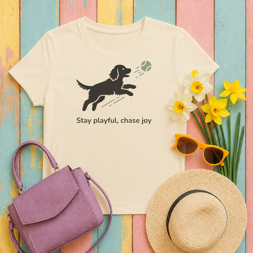 migbackfill stay-playful-gordon-setter-t-shirt tee flat lay hero v8