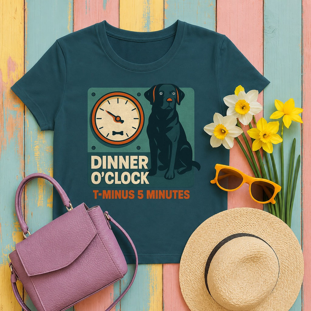 Black Lab Dinner O'Clock T-shirt in Heather Deep Teal