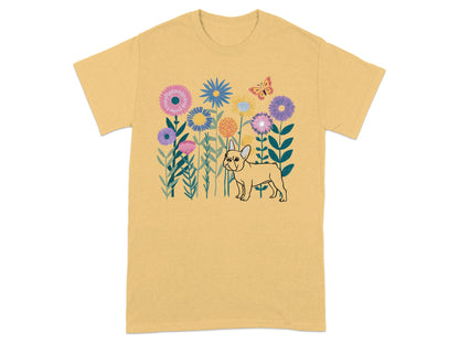 Cheerful Floral Dog Graphic on Casual Tee product type