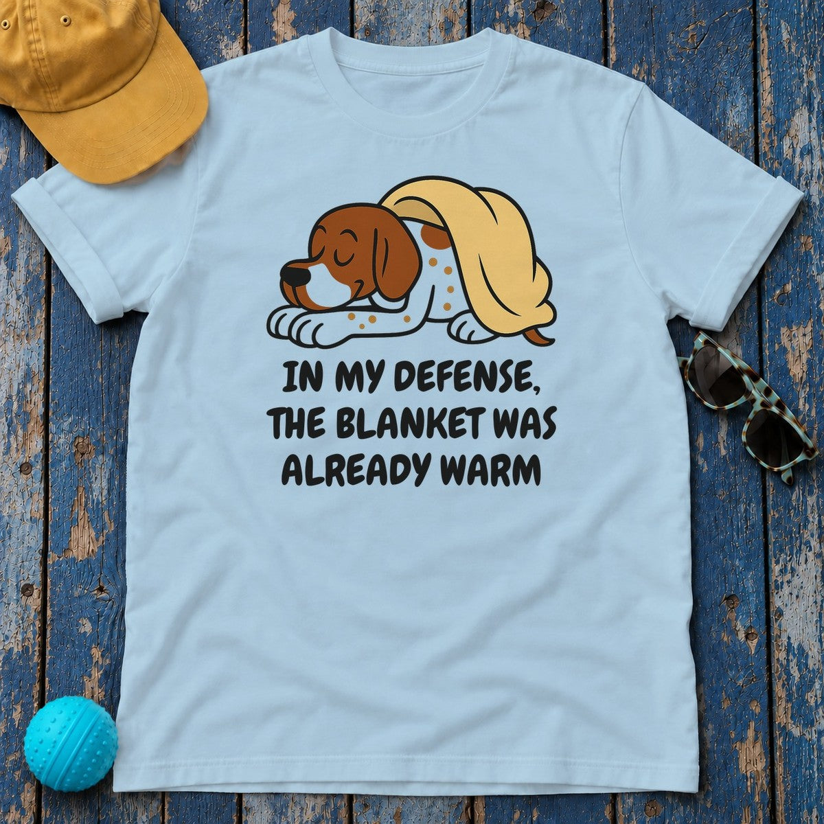 German Shorthaired Pointer Blanket Was Already Warm Tee in Light Blue
