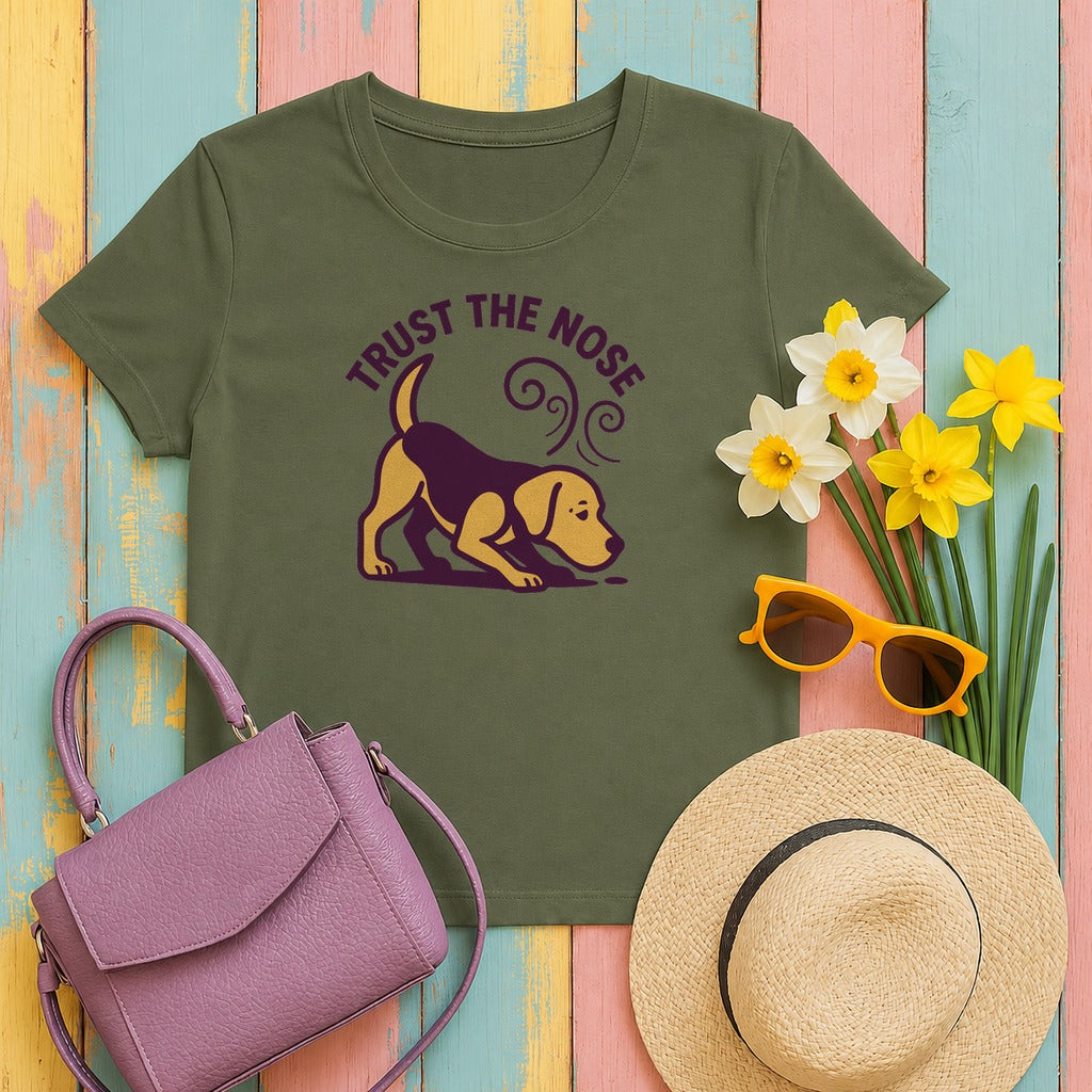 Trust The Nose Beagle T-Shirt in Military Green