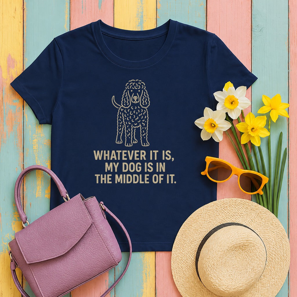 Irish Water Spaniel In The Middle Of It Tee in Navy