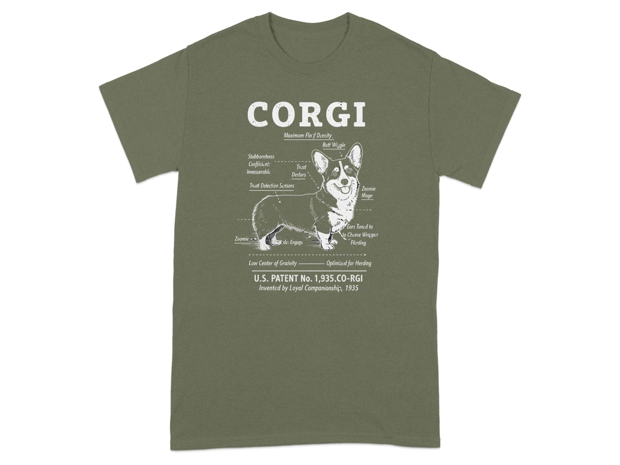 Corgi with Detailed Anatomy Description Graphic Shirt