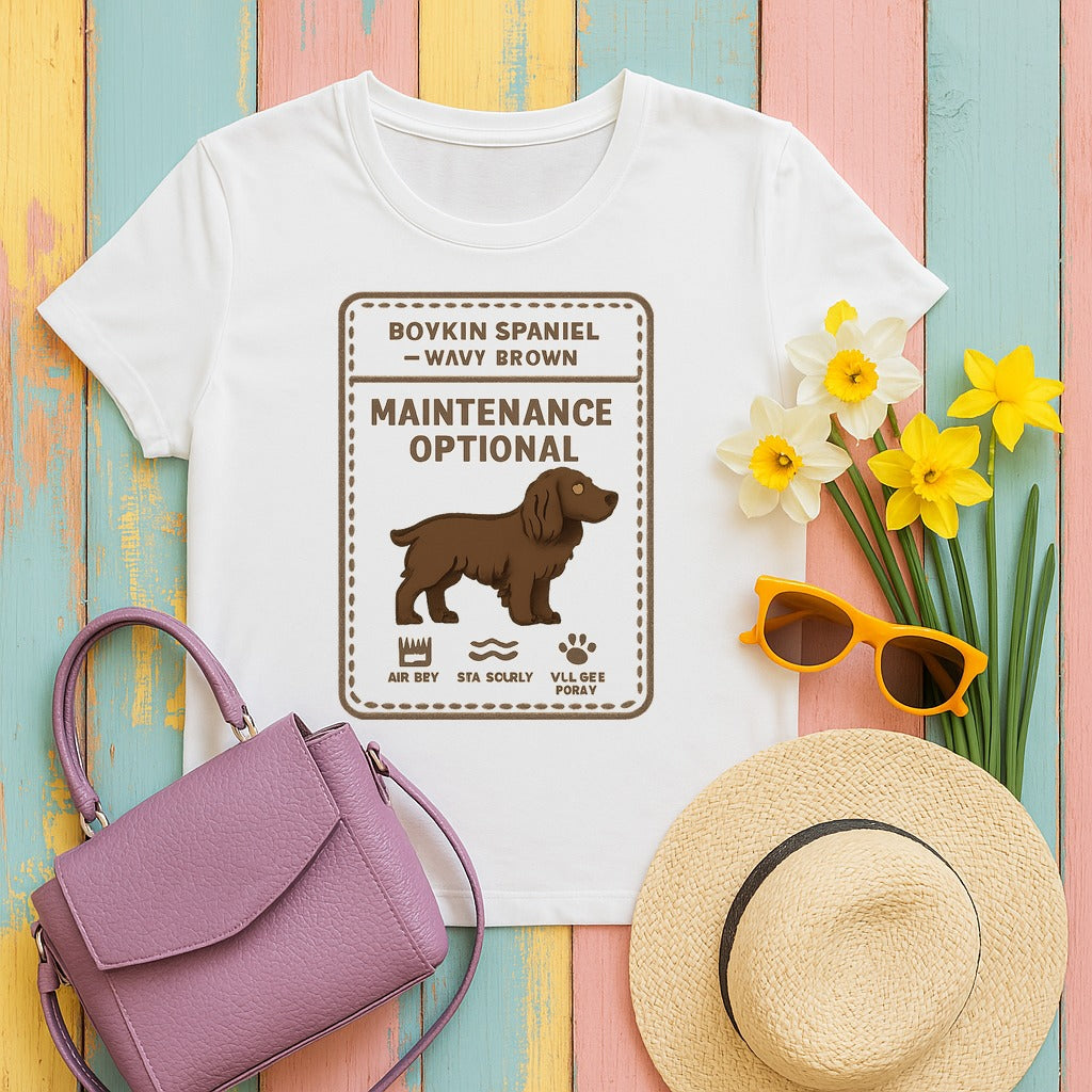 Boykin Spaniel Topknot Maintenance Optional T-shirt in White
