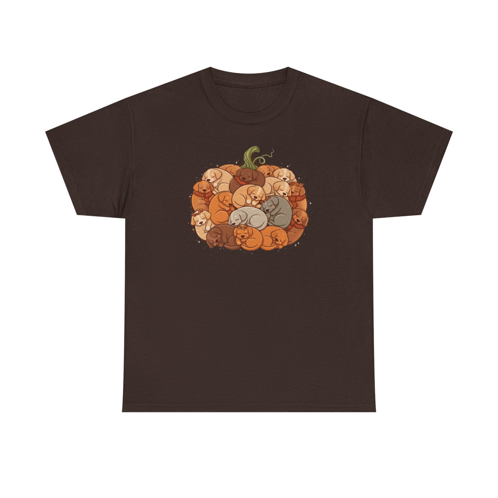 Pumpkin Full of Cute Sleeping Puppies Autumn Vibes T-Shirt