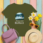 Paws and Reflect Dog Landscape Design for Nature Lover T-Shirt Military Green T-shirt