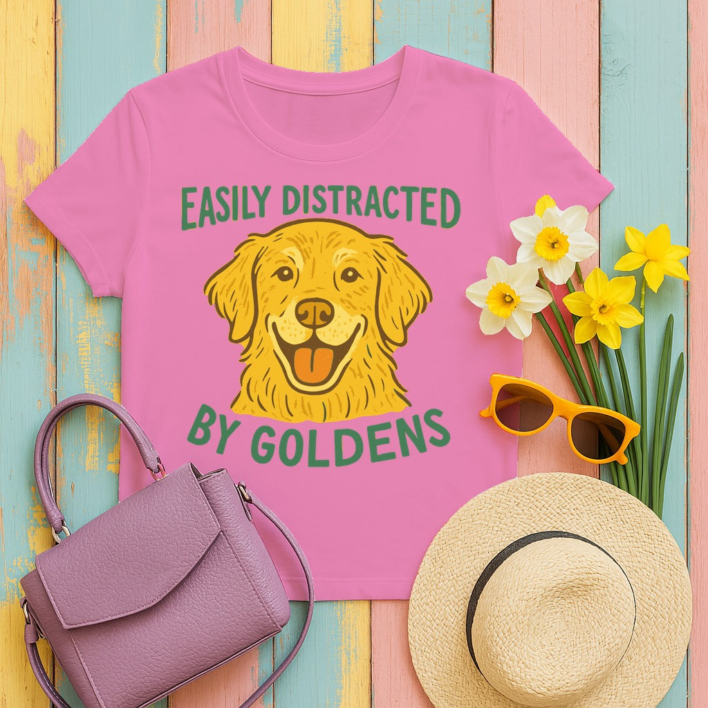 Easily Distracted By Goldens T-Shirt in Azalea