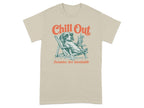 Dachshund wearing sunglasses relaxing in a lounge chair, "Chill Out" and "Zoomies Are Inevitable" text.