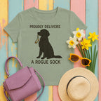 flat-coated retriever delivers-a-rogue-sock tee flat lay hero