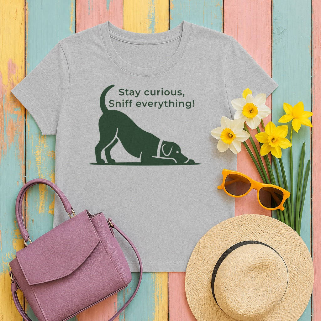 Stay Curious Dog Play Bow Graphic T-Shirt in Sport Grey