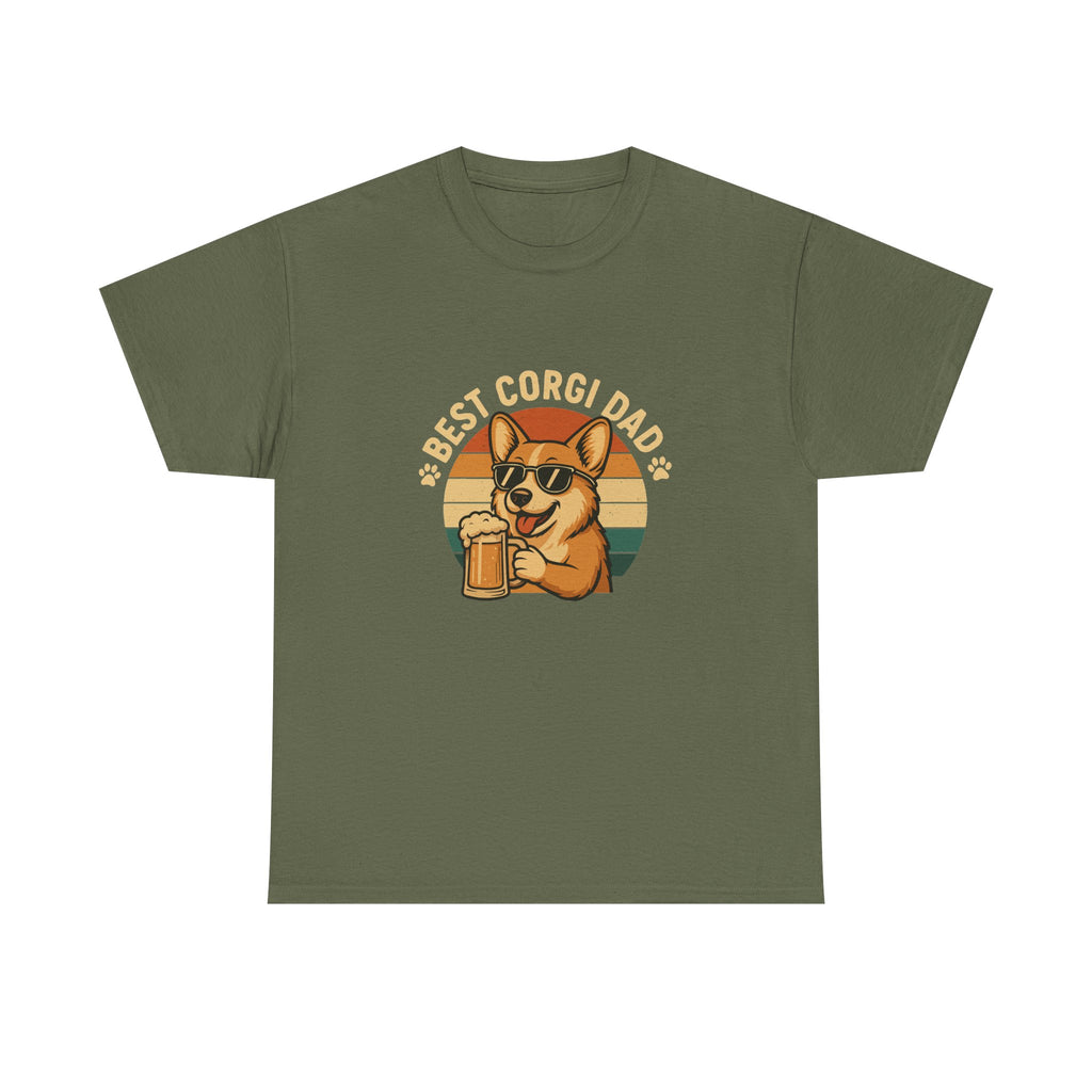 Best Corgi Dad Beer Lover Dog Retro Style Art T-Shirt