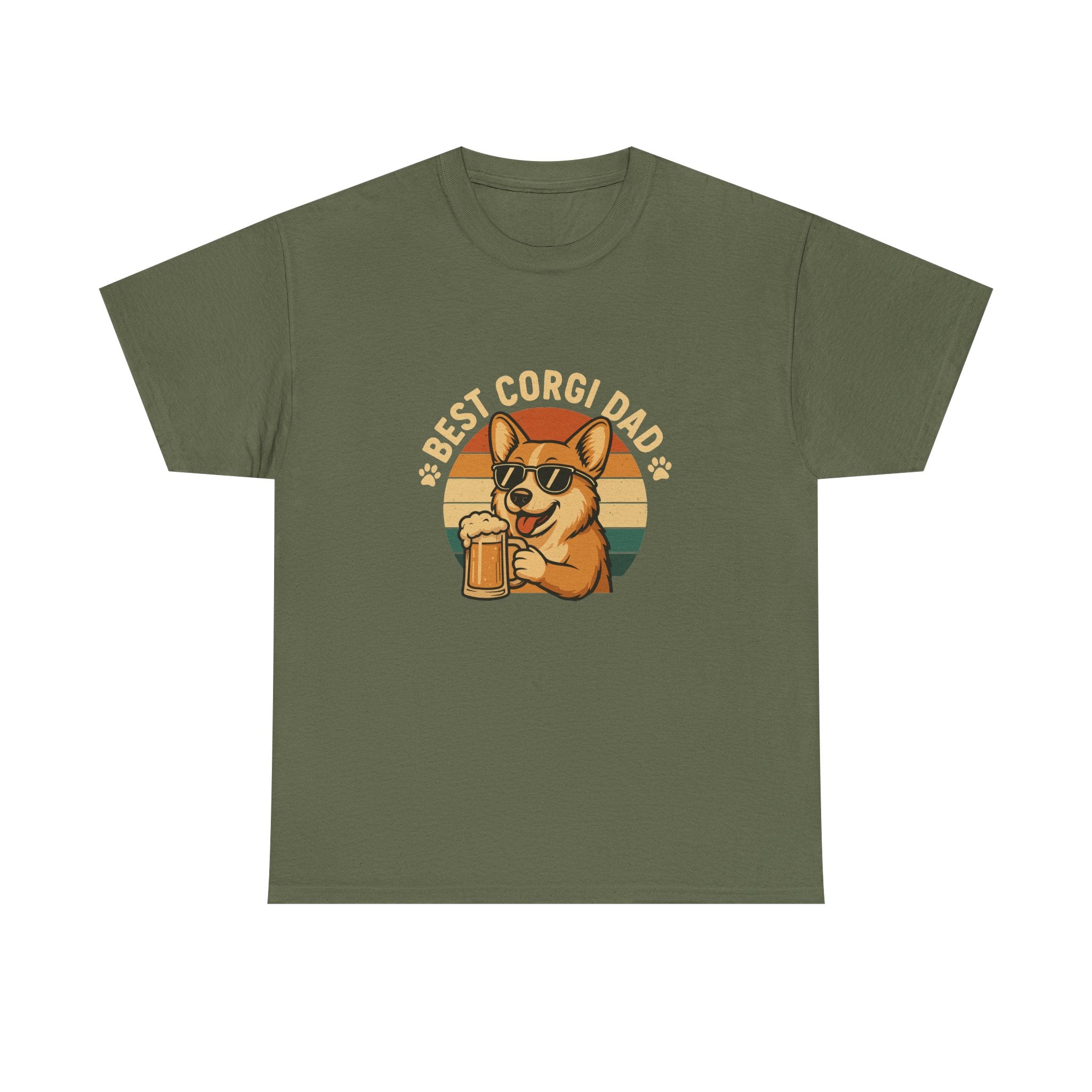 Best Corgi Dad Beer Lover Dog Retro Style Art T-Shirt