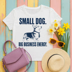 big-business-energy-corgi tee flat lay hero v8