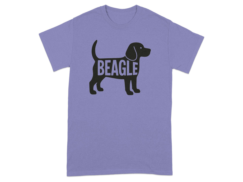 T-shirt with a black silhouette of a beagle dog and the word "BEAGLE" on it.