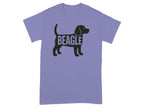 T-shirt with a black silhouette of a beagle dog and the word "BEAGLE" on it.