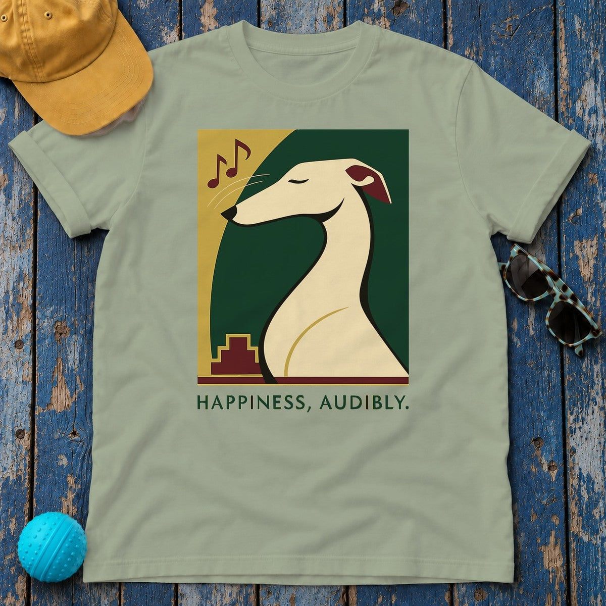 Greyhound Happiness Audibly Tee in Sage