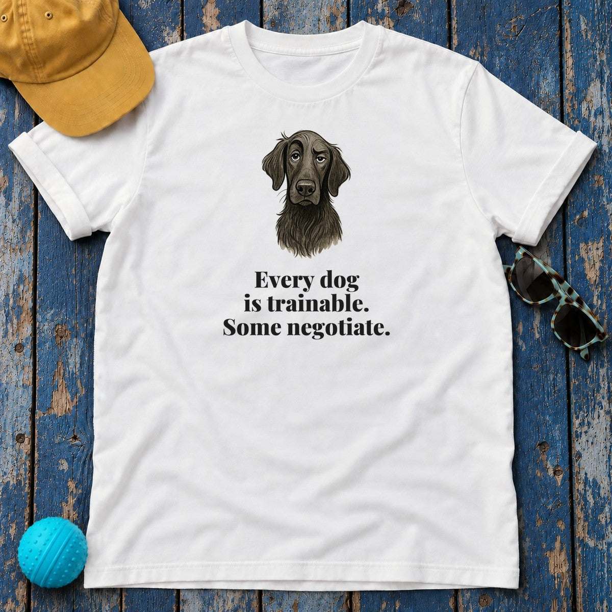 Flat-Coated Retriever Some Negotiate Tee in White