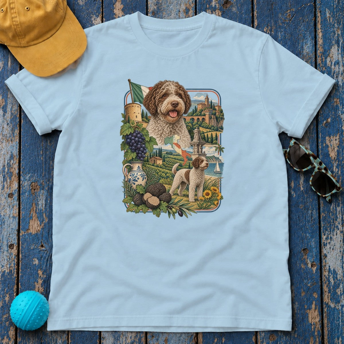 Lagotto Romagnolo Italy Heritage T-Shirt in Light Blue
