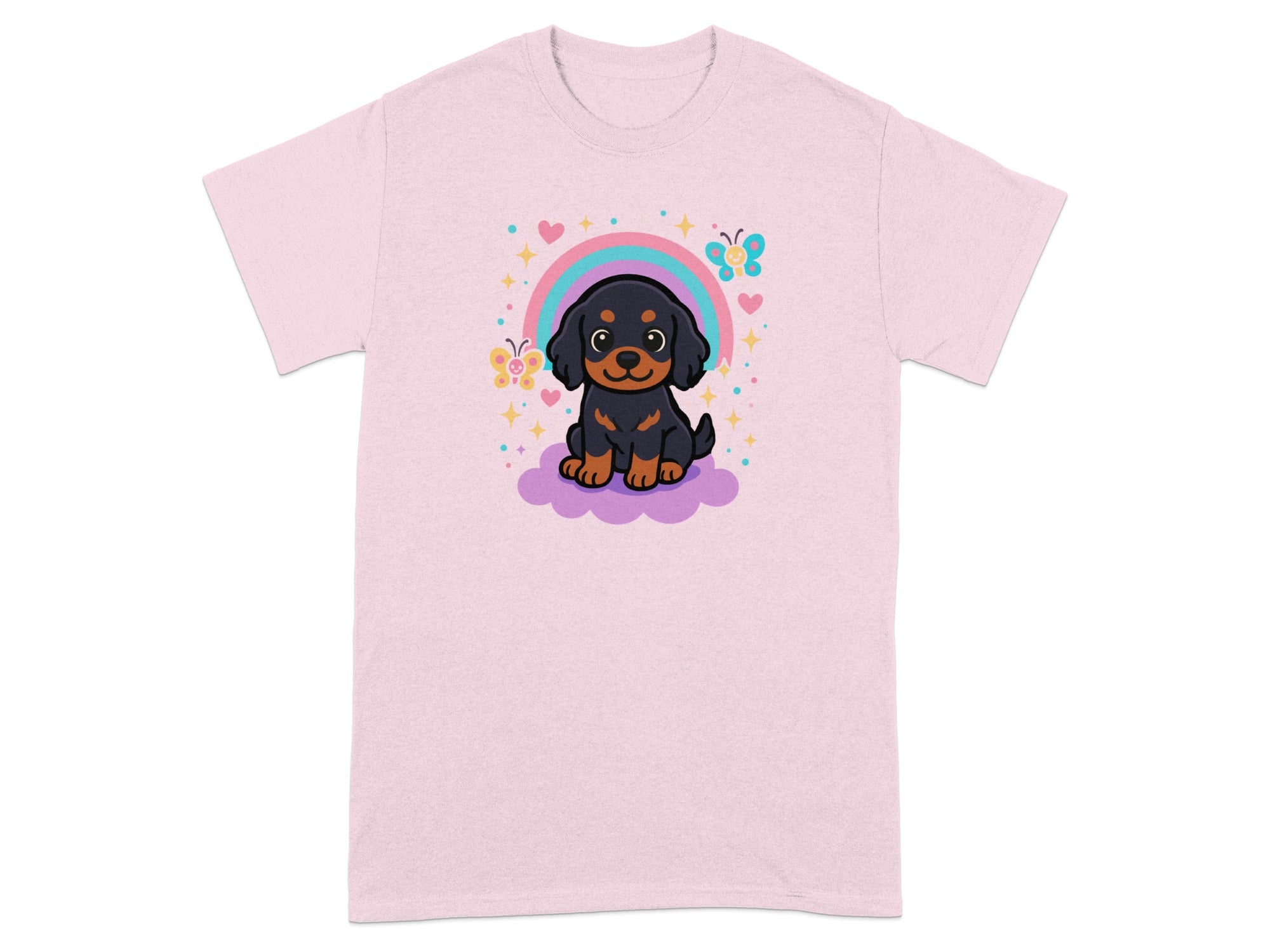 Cute Puppy with Butterflies and Rainbow T-Shirt