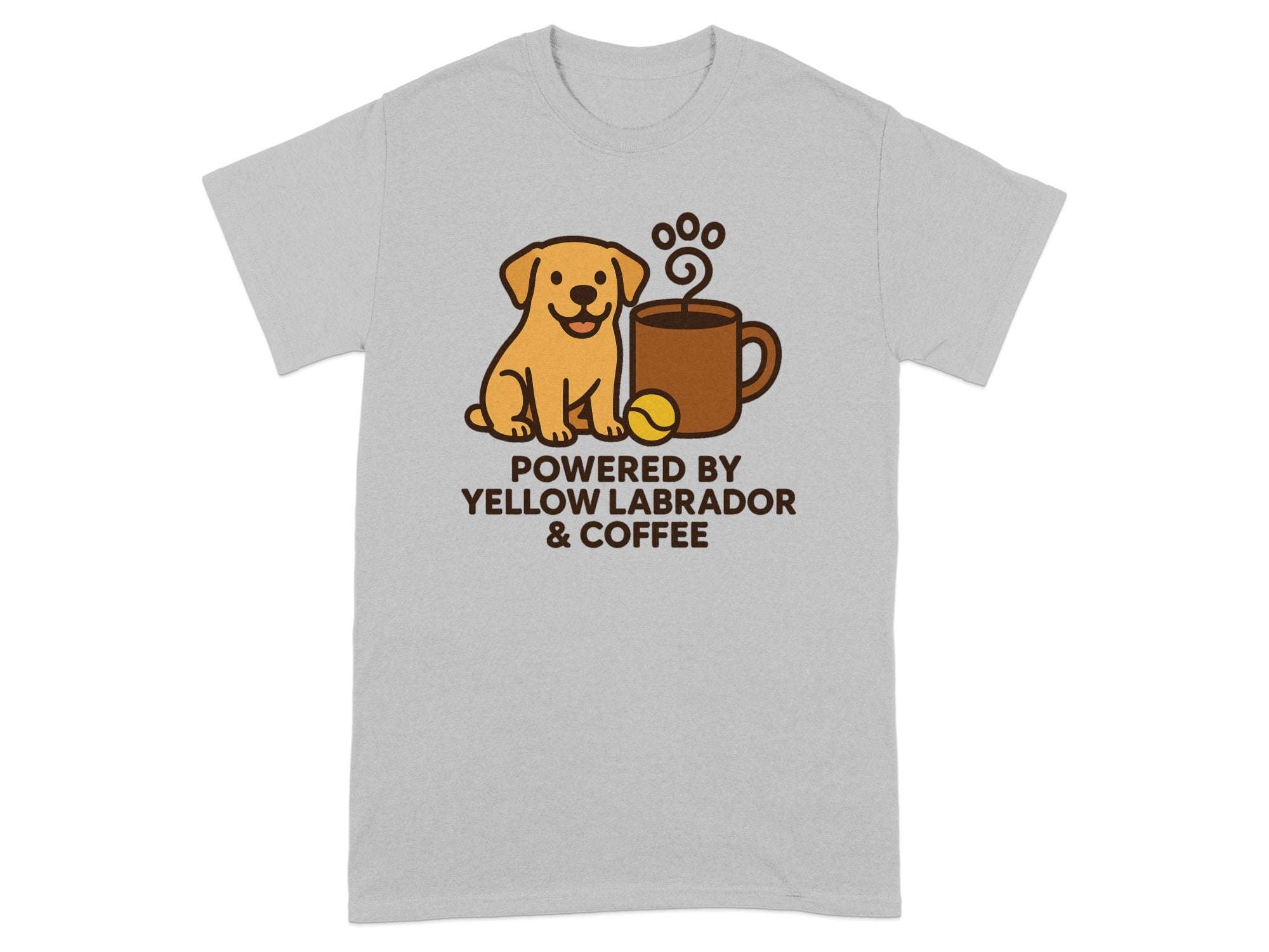 Yellow Labrador and coffee graphic with text "POWERED BY YELLOW LABRADOR & COFFEE."