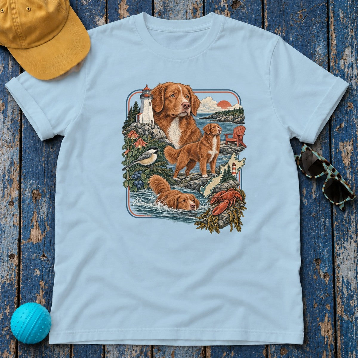 Nova Scotia Duck Tolling Retriever Heritage T-Shirt in Light Blue