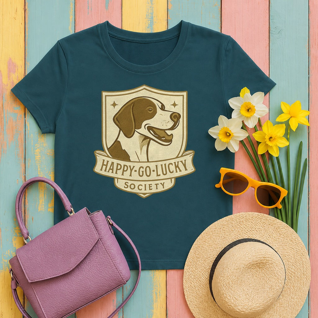 Pointer Happy-Go-Lucky Society T-shirt in Heather Deep Teal
