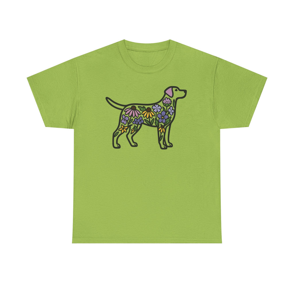 Dog Silhouette Filled with Flowers Graphic Art T-Shirt