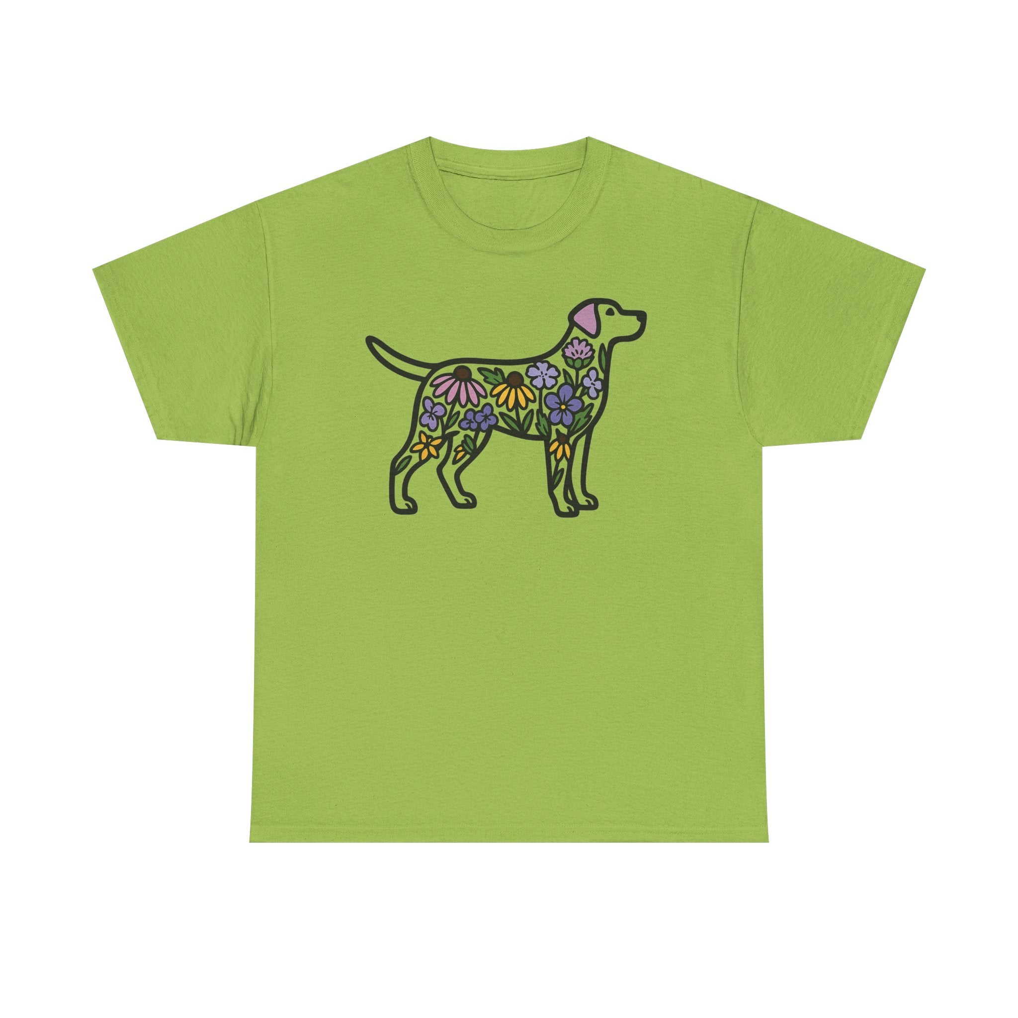 Dog Silhouette Filled with Flowers Graphic Art T-Shirt