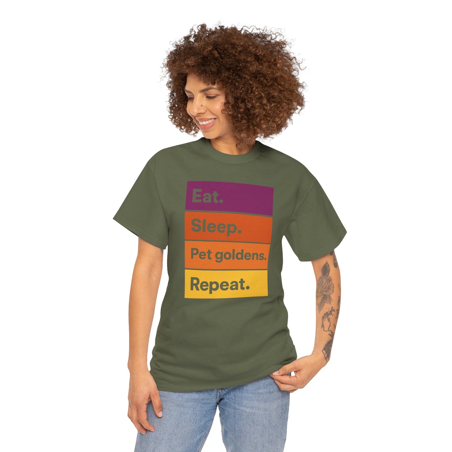 Color Block Unisex Tee - Eat, Sleep, Pet Goldens, Repeat TShirt