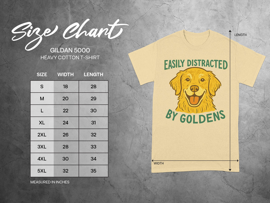 Easily Distracted by Goldens Gildan 5000 Heavy Cotton T-Shirt
