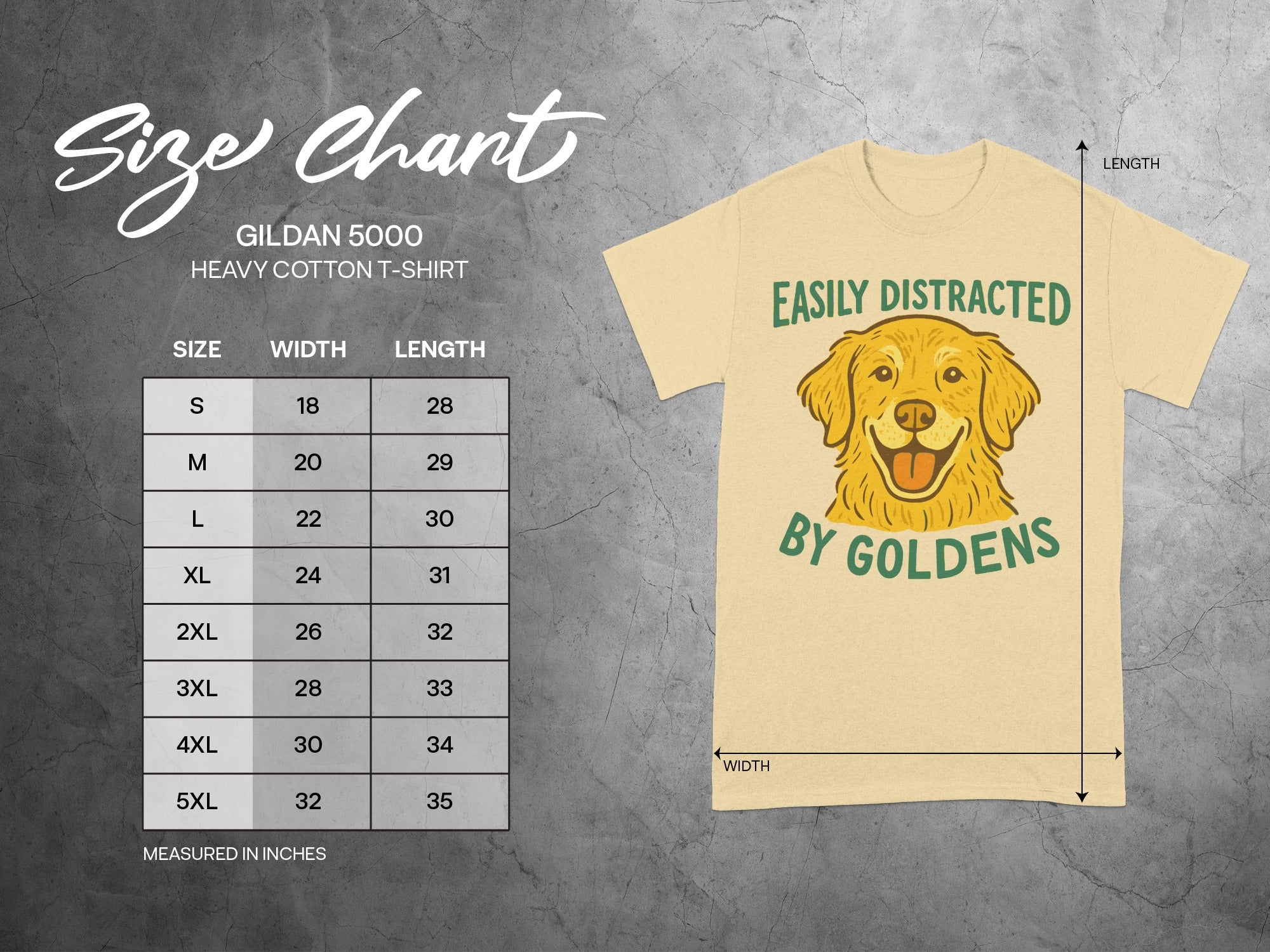 Easily Distracted by Goldens Gildan 5000 Heavy Cotton T-Shirt