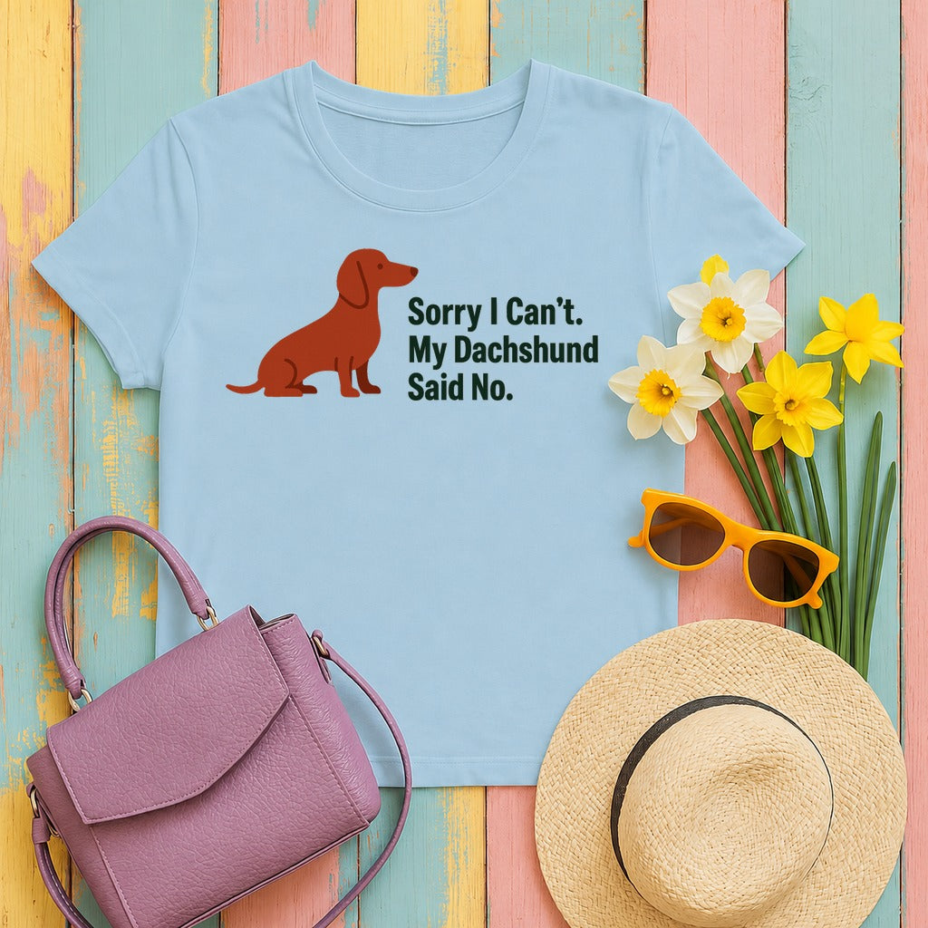 Dachshund Said No Statement T-Shirt in Light Blue