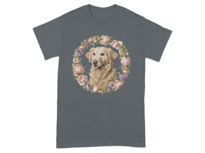 Golden Retriever Floral Crown Graphic T-Shirt product type
