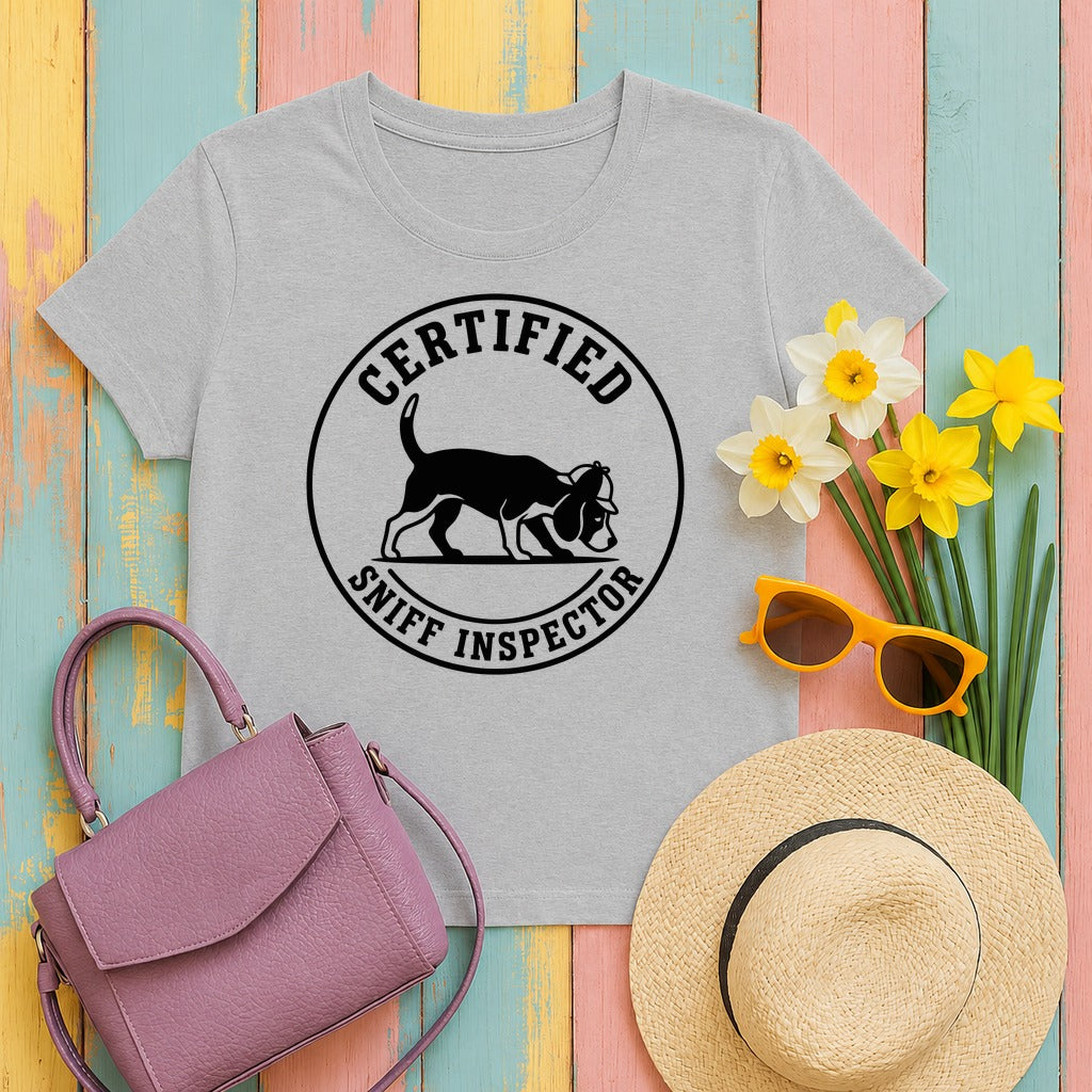 Certified Sniff Inspector Beagle T-Shirt in Sport Grey
