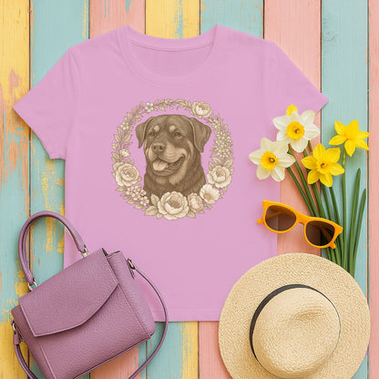 Cute Floral Dog Design Lilac Casual T-shirt product
