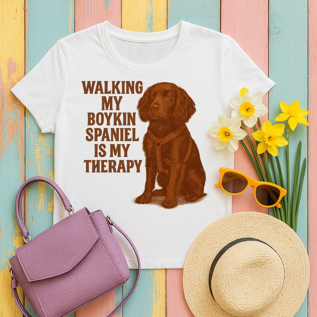 Boykin Spaniel Is My Therapy T-shirt in White