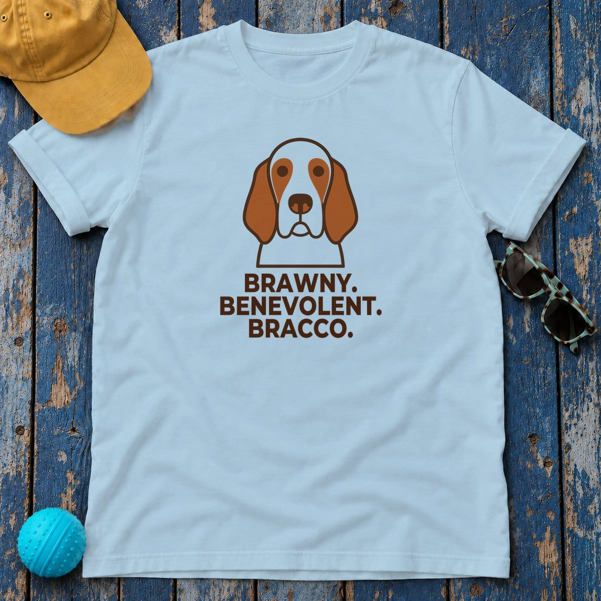 Brawny. Benevolent. Bracco. Bracco Italiano T-Shirt in Light Blue
