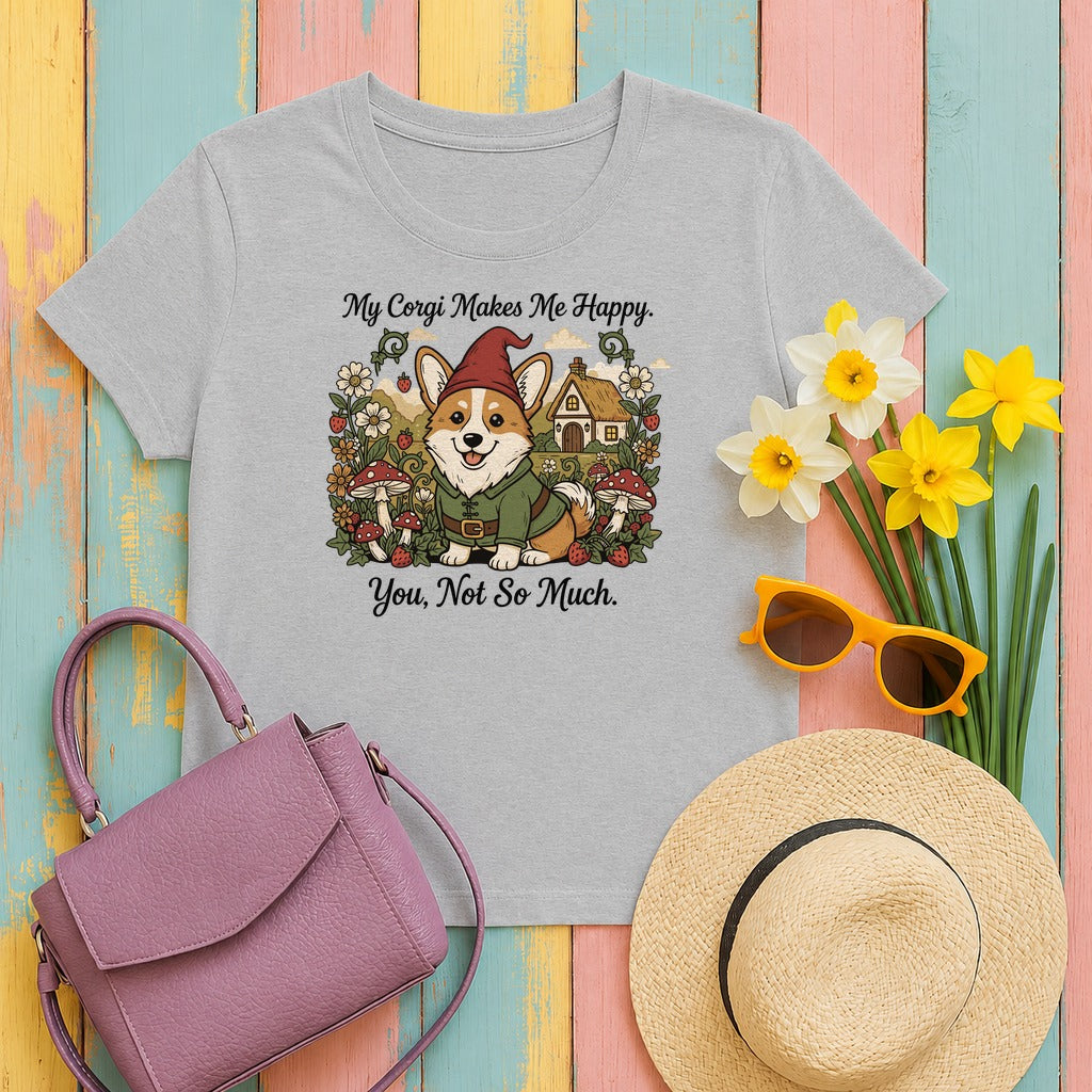 Corgi Gnome T-Shirt in Sport Grey