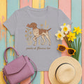 German Shorthaired Pointer Points at Flowers T-shirt in Athletic Heather