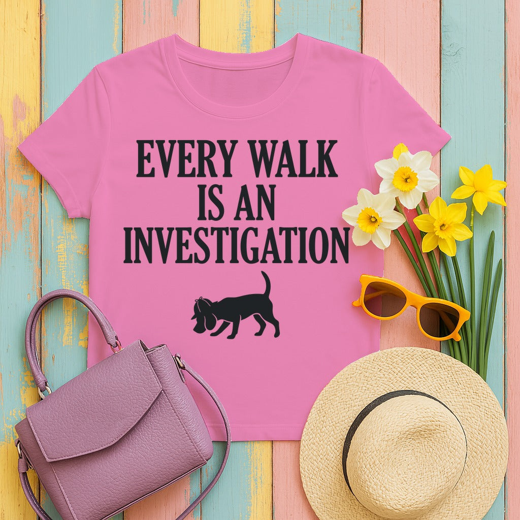 Every Walk An Investigation Beagle Tee in Azalea