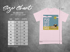 Size chart for Gildan 5000 Heavy Cotton T-Shirt with pug graphic.