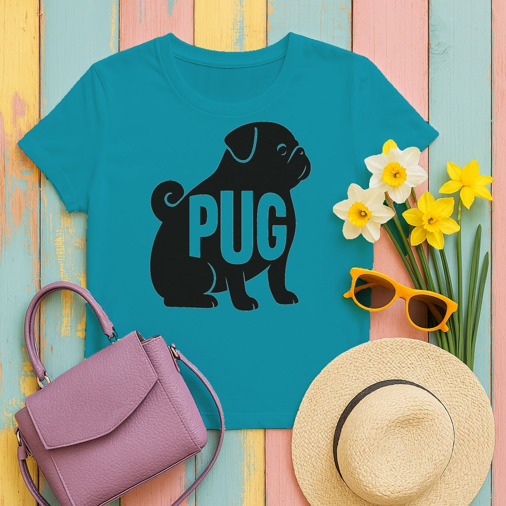 Artisan Pug Profile T-Shirt in Tropical Blue