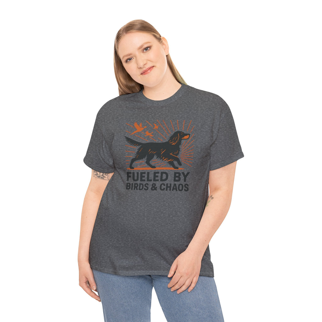 Graphic Tee: Gordon Setter "Fueled by Birds and Chaos" T-shirt