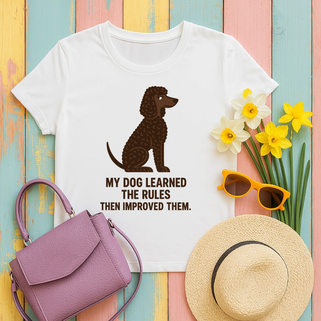 Irish Water Spaniel Learned The Rules Tee in White
