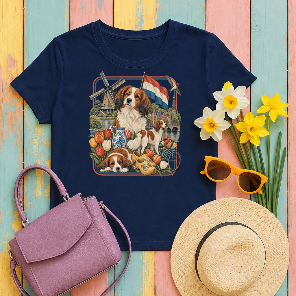 Kooikerhondje Netherlands Heritage tee, Navy
