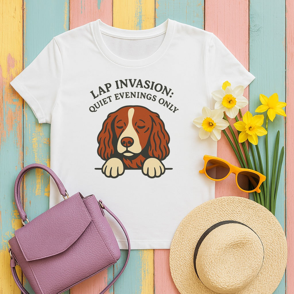 Welsh Springer Spaniel Lap Invasion T-shirt in White