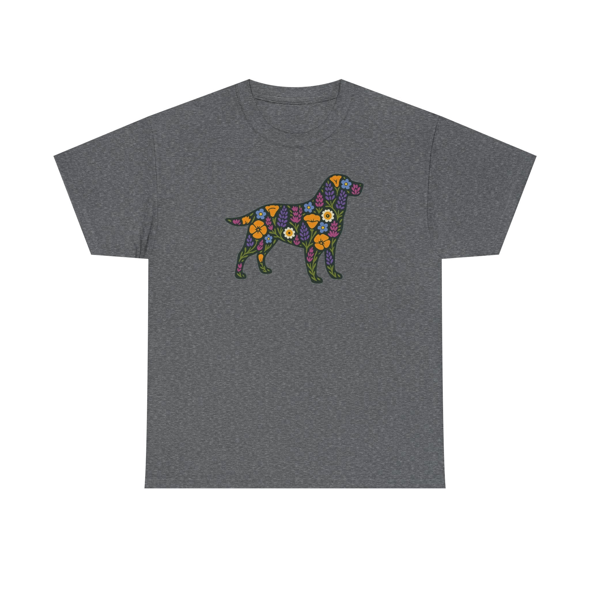 Floral Labrador Retriever Design Dog Lover Style Graphic Design T-Shirt